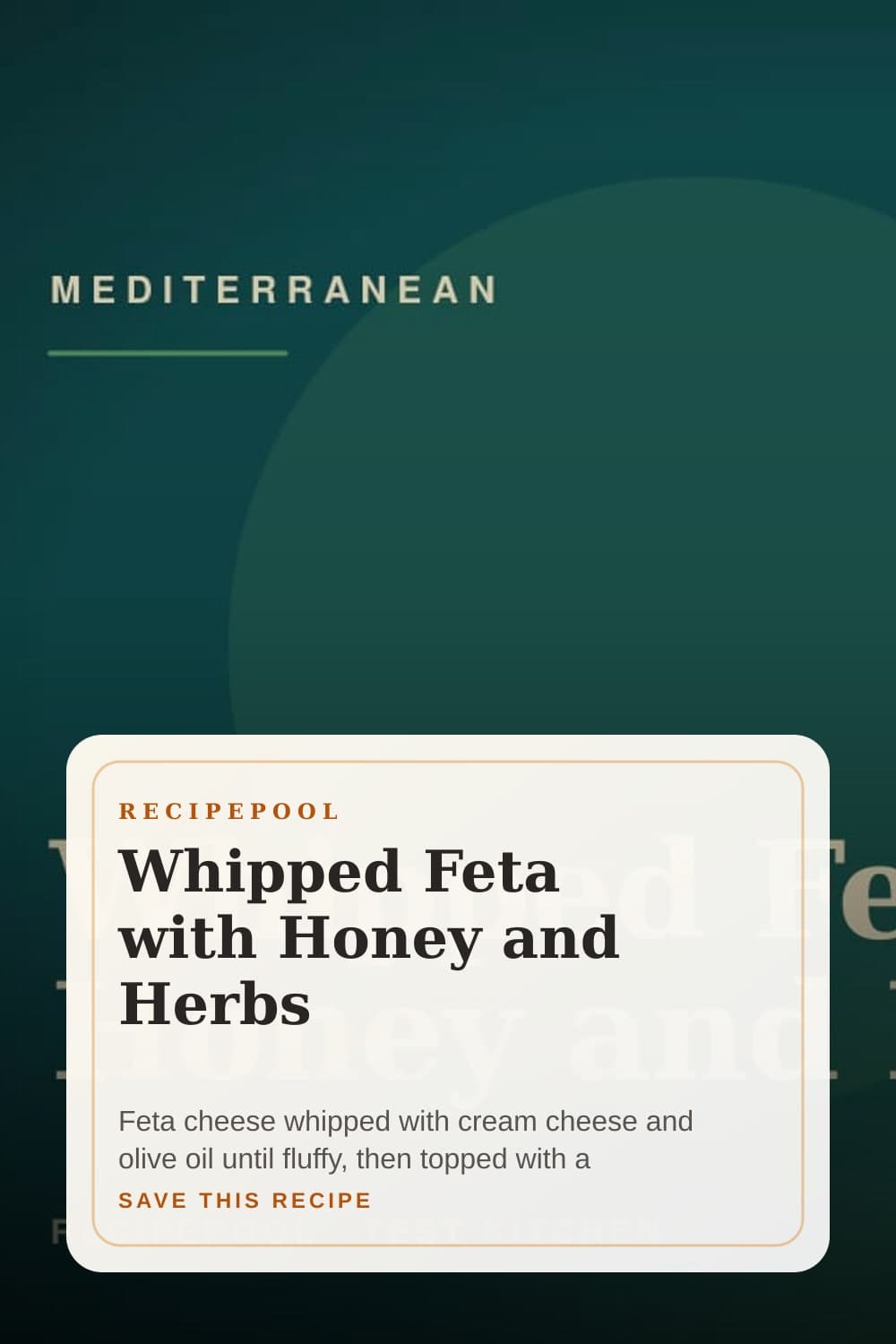 Pinterest image for Whipped Feta with Honey and Herbs