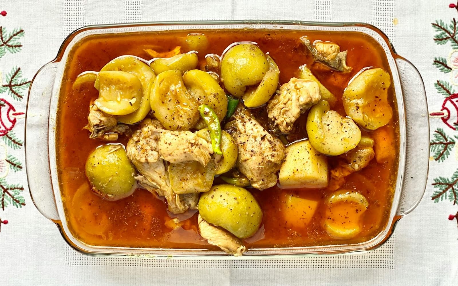Doro wot Ethiopian chicken stew with potatoes, eggs, and red spiced sauce