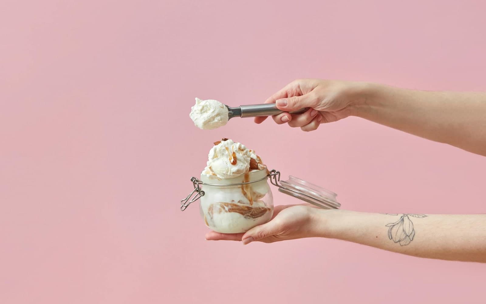 Homemade Vanilla Ice Cream finished dish