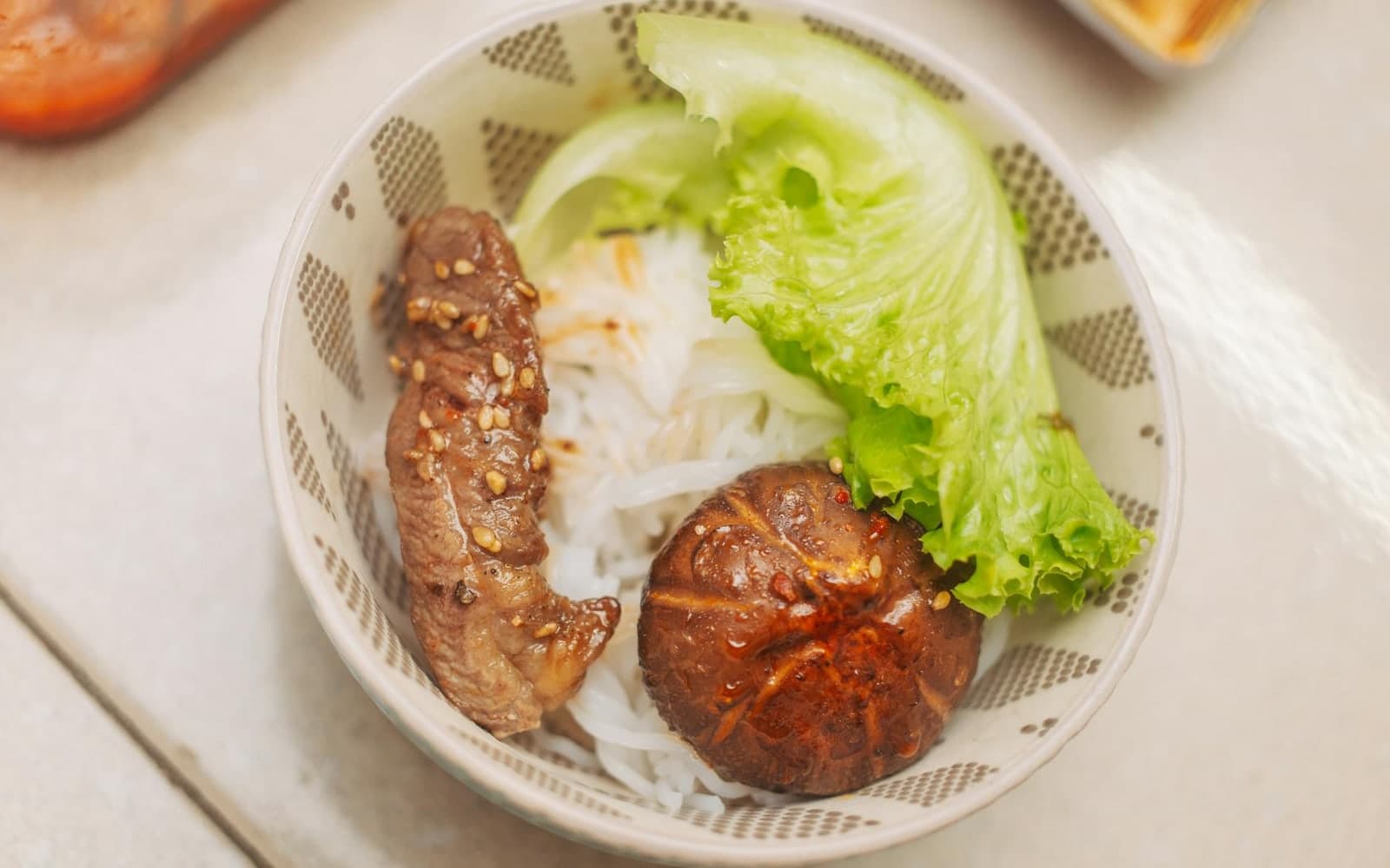 Korean Bulgogi Mushroom Noodle Bowls finished dish