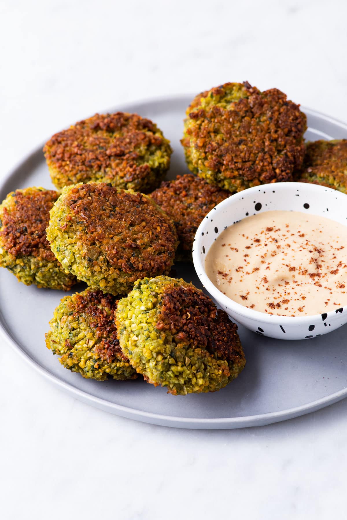 Crispy Baked Falafel with Tahini Sauce