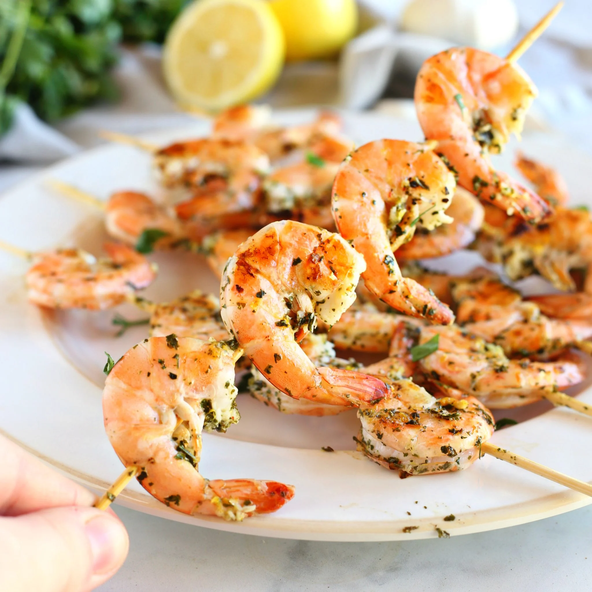 Grilled Shrimp Skewers with Garlic-Lemon Marinade